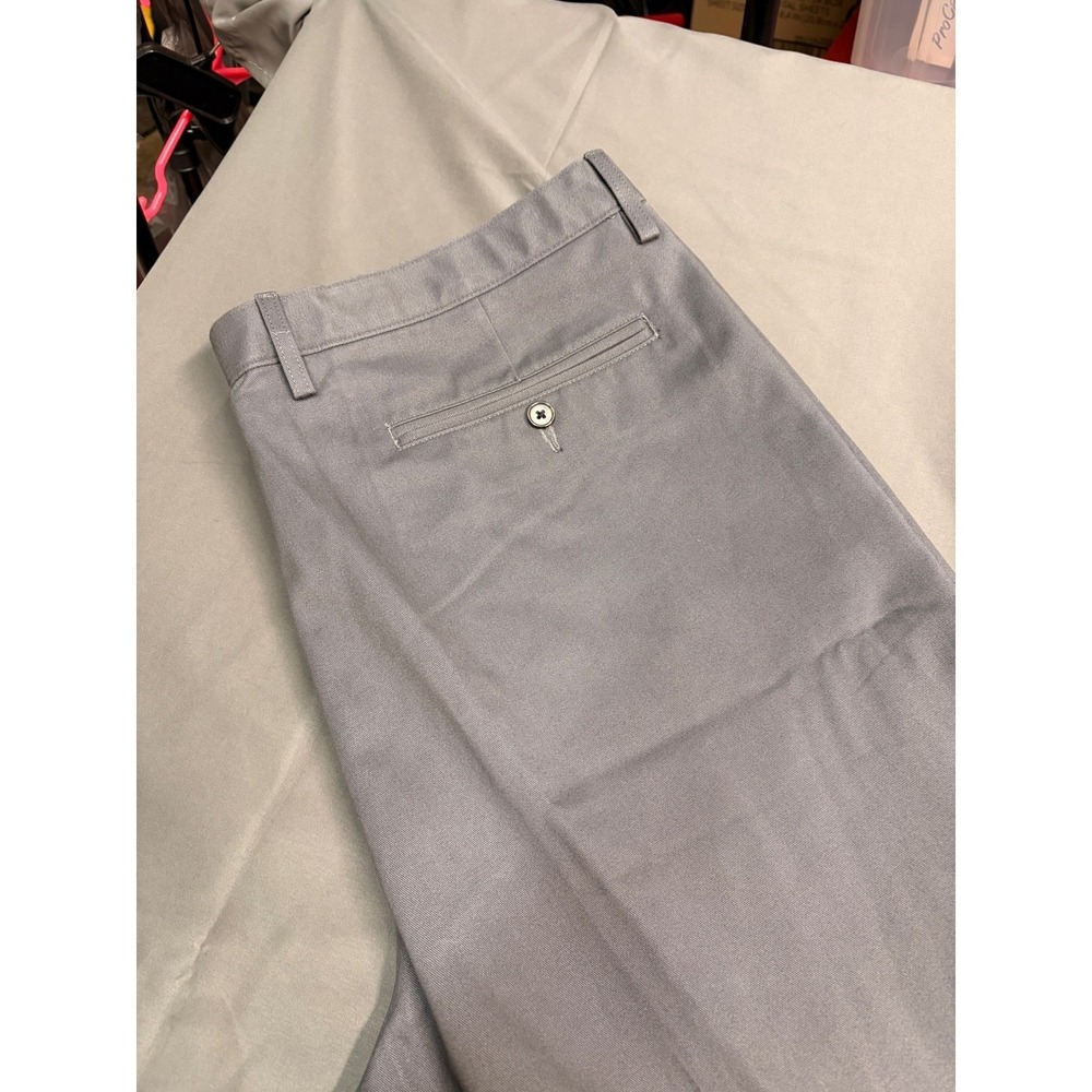 Lands End Mens Gray Dress Pants Flat Front Straight Leg Twill Trousers 42x31.5 - Picture 11 of 12